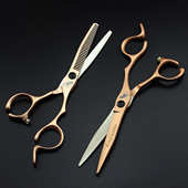 平剪 6.0寸玫瑰金色 理发剪 美发剪刀 刘海剪牙剪 缺口柄