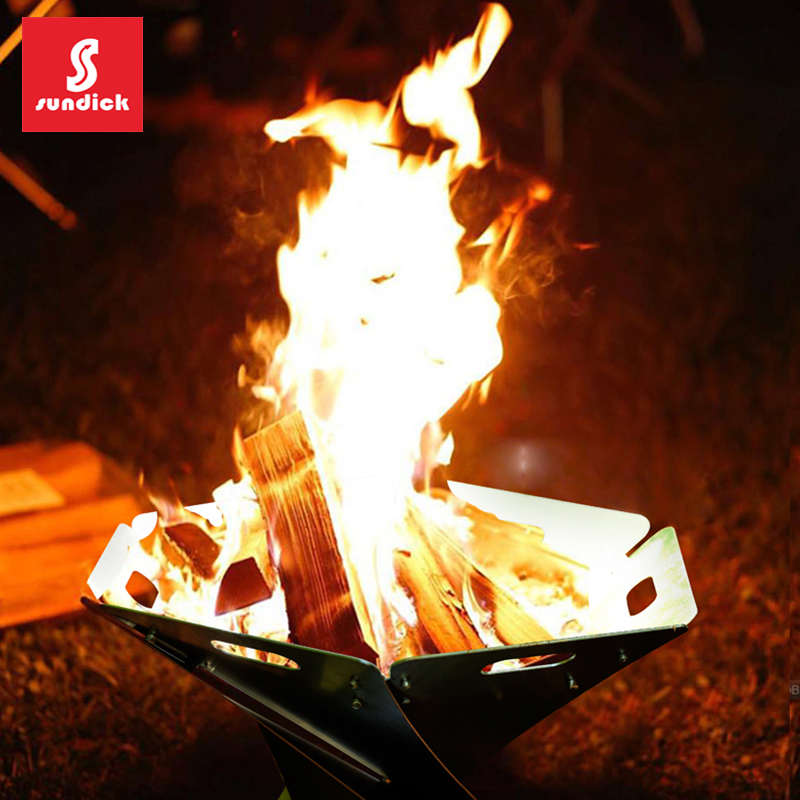 山地客户外露营篝火氛围 焚火台 烧烤柴火炉 折叠 冬季野外取暖炉