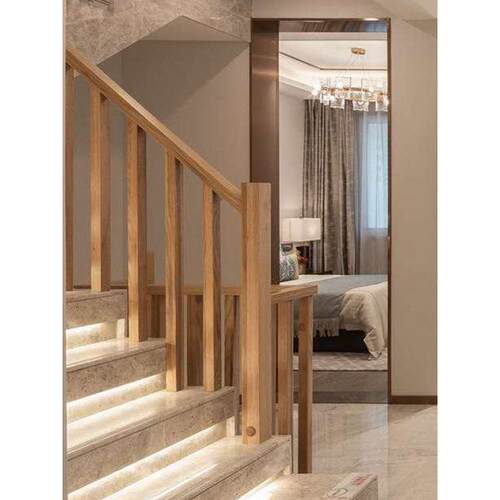 实木楼梯护栏扶手柱阳台栏杆阁楼防护栅栏油漆天然原木简单现代