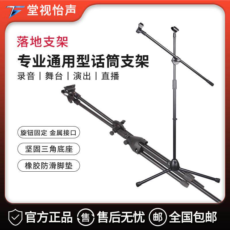 专业麦克风支架落地式金属话筒支架舞台演出K歌三角话筒架子加重