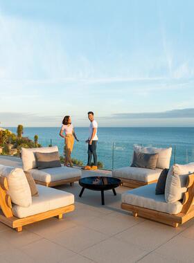 户柚木沙发庭外合院别墅户型实木露天QLL室内防雨防晒茶式几组中