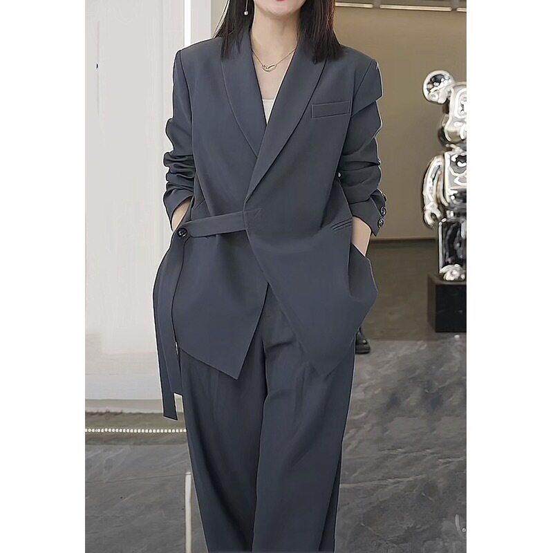 2025新款春季高端气质两件式套装女胖mm显瘦宽松西装加肥加大码女
