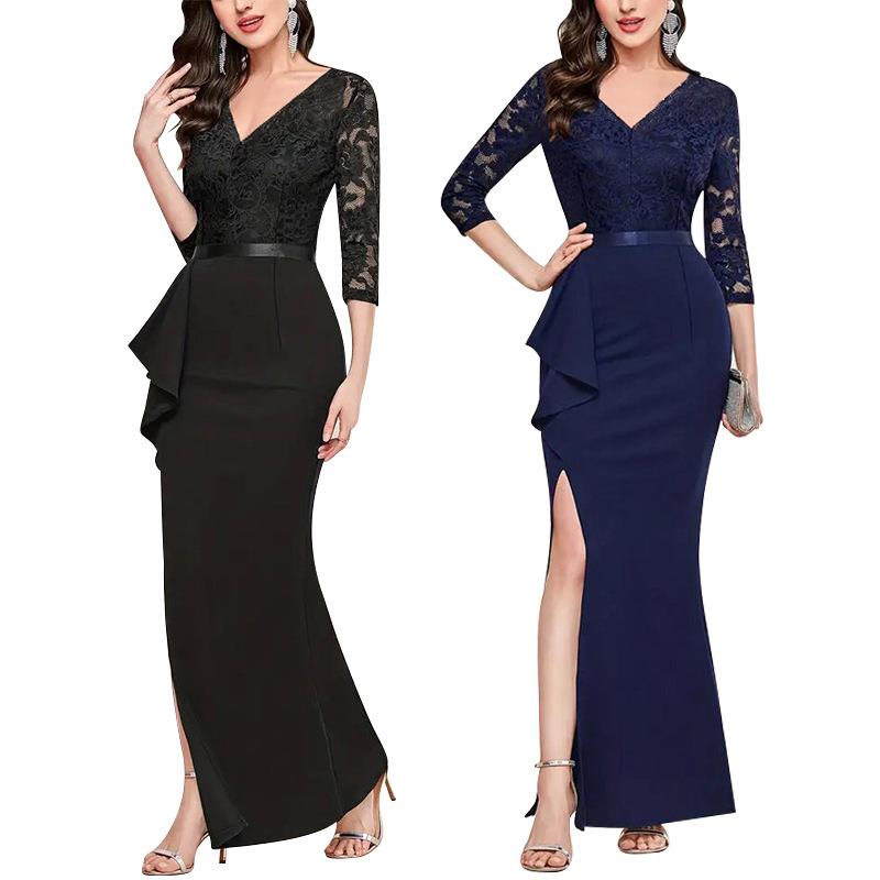Banquet costumes, evening dresses, lace dresses, women's图片