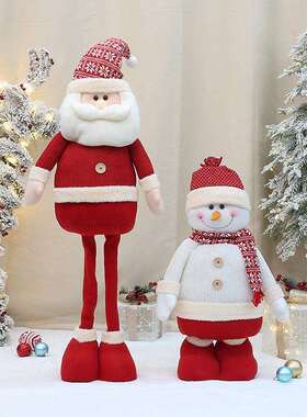 38inch大尺寸伸缩针织布艺圣诞老人雪人公仔耶诞节New Year装饰品