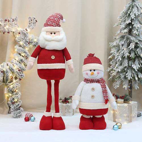 38inch大尺寸伸缩针织布艺圣诞老人雪人公仔耶诞节New Year装饰品
