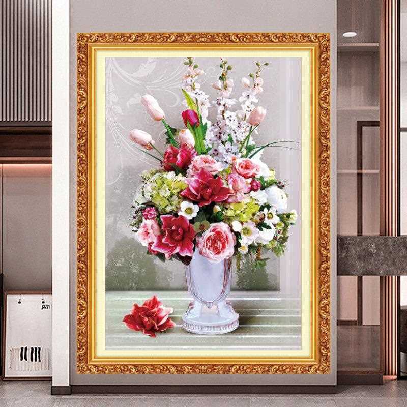 新款直销钻石画满钻餐厅清新花瓶钻石绣套件水钻家居装饰礼物跨境