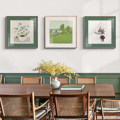 透绿的夏 北欧风格餐厅装饰画植物花卉绿色挂画小清新抽象风景画