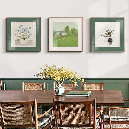 透绿的夏 北欧风格餐厅装饰画植物花卉绿色挂画小清新抽象风景画