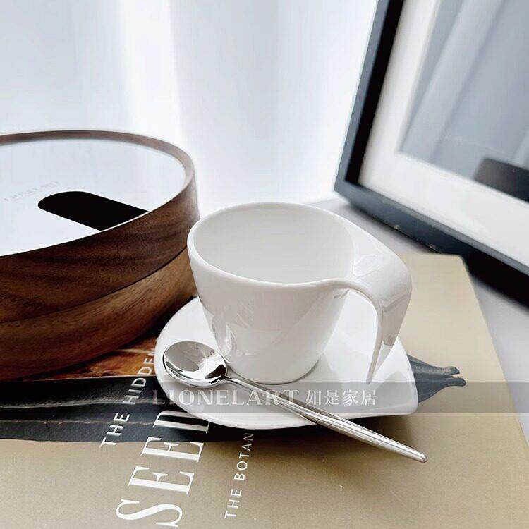 如是现代极简白色水滴陶瓷咖啡杯套装下午茶餐具高颜值