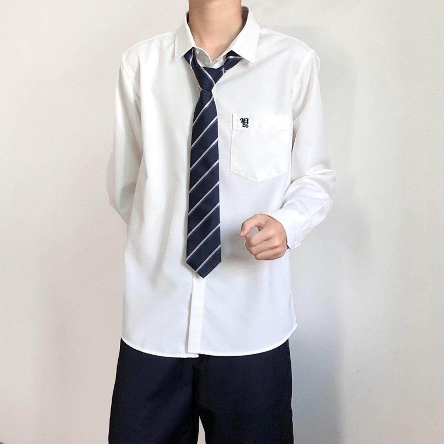 木村叔dk男装原创刺绣秋季衬衫男长袖日系制服正统学院风学生衬衣
