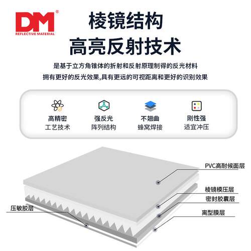 DM道明超工程级EGP反光膜刻字喷绘丝印交通标志标牌微棱镜反光贴
