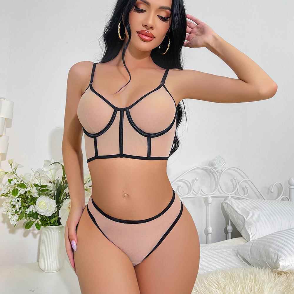 Sexy lingerie mesh steel support fishbone perspective