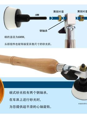 外贸货源碗式砂光机2英寸双轴承手动白色PU托盘带手柄 木柄手磨器