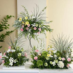 仿真订婚地路系排排红色橱窗花场景布置花婚庆森花婚礼玫引装饰