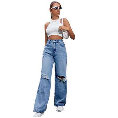 Ripped Baggy Jeans Woman Casual Loose High Waist Mom Jeans