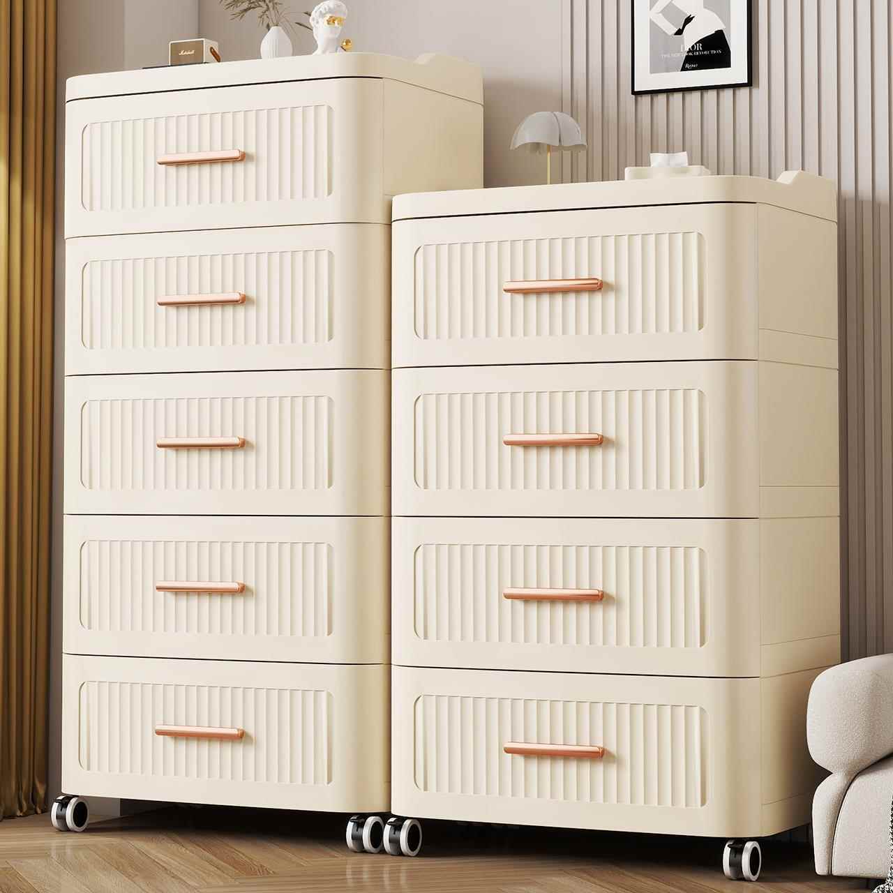 加厚抽屉式收纳柜家用客厅五斗柜多层卧室床头置物柜夹缝储物柜子