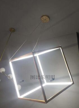 新款工程灯具后现代约正形方方框简LE几何吧D台前台酒店艺术吊灯8