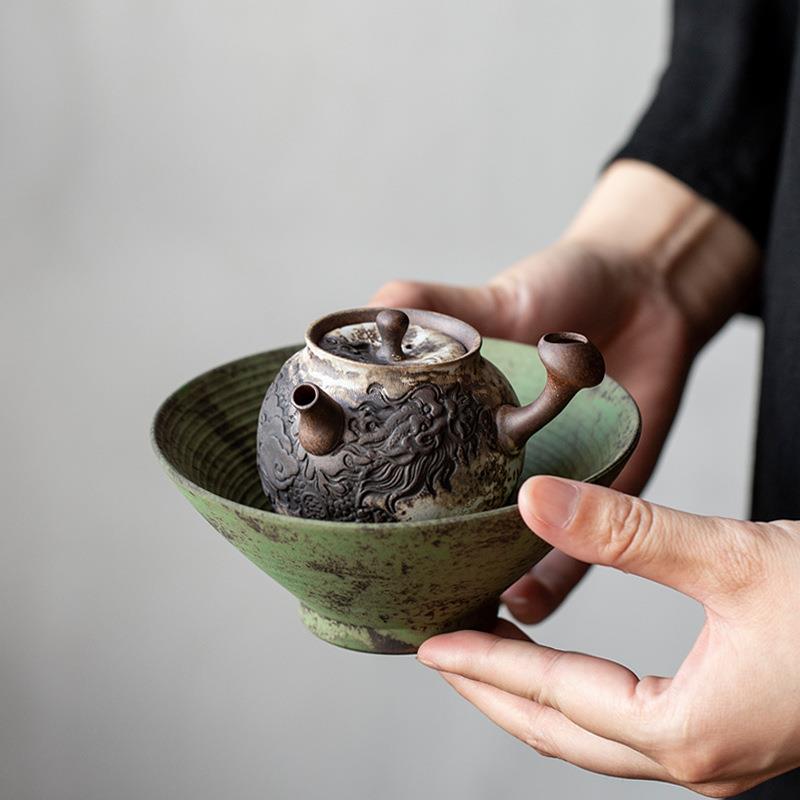 老岩泥侧把壶茶壶泡茶器 单壶日式家用网红围炉 煮罐罐茶壶泡茶器