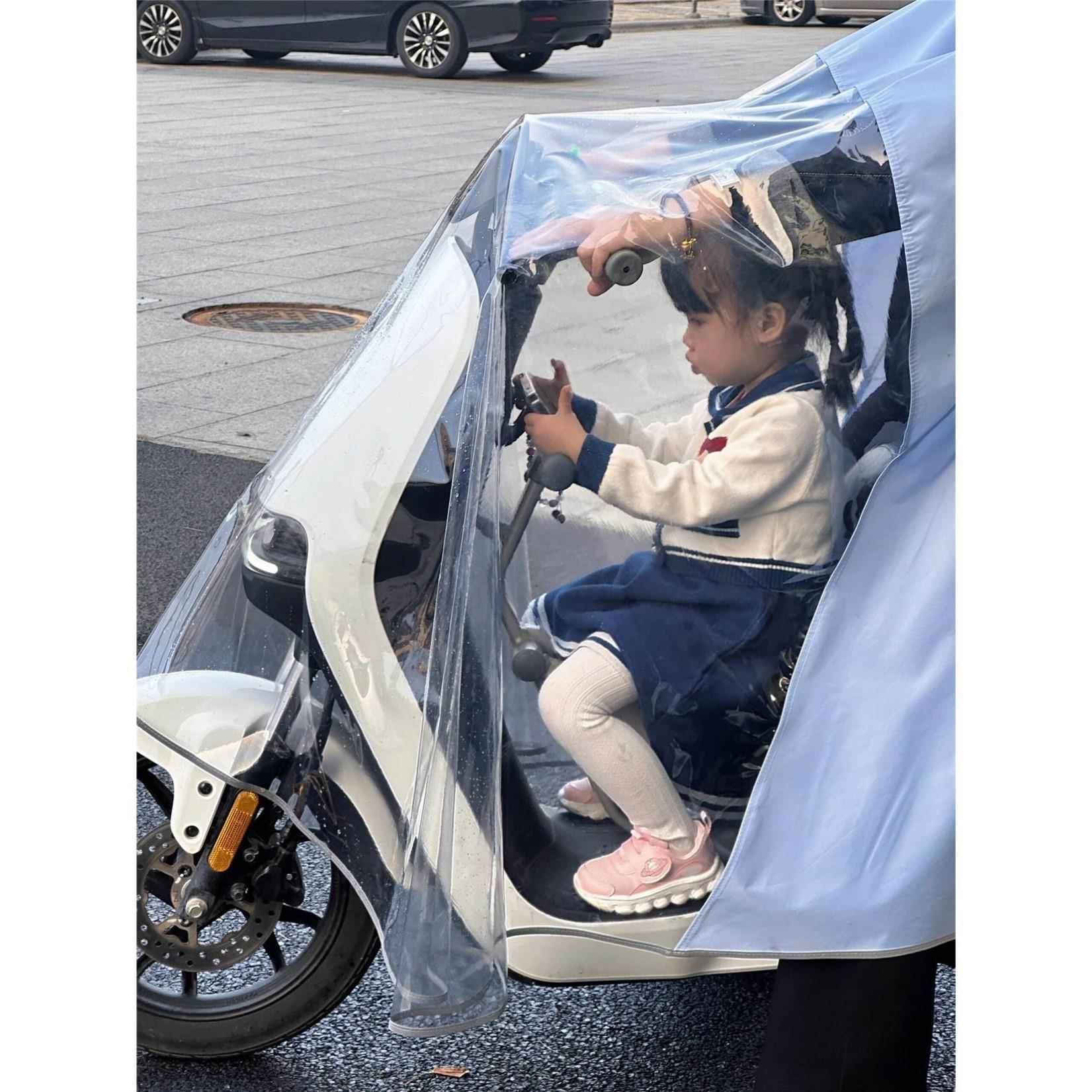 双人亲子母子电动电瓶车雨衣女款单长款全身防暴雨带小孩骑行雨披