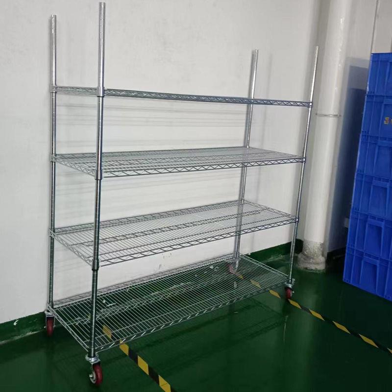 家用置物架移动线网带轮落地货架仓储阳台加厚简易三层摊摆摊