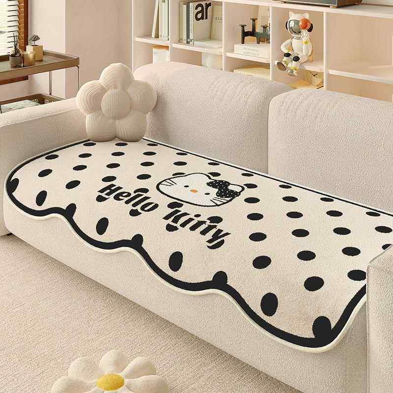 波点凯蒂猫仿兔毛沙发垫耐磨防滑沙发方形垫子家用卧室客厅异形垫,居家布艺,沙发垫,淘宝优惠券,粉丝福利购,淘宝优惠卷