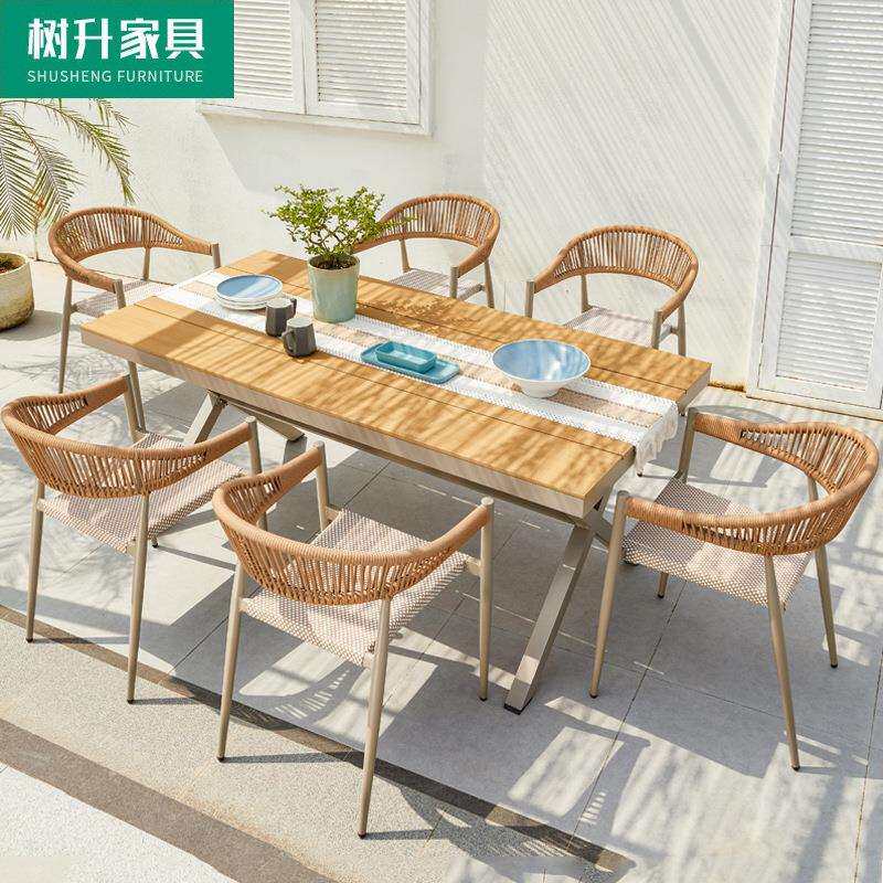 户外北欧休闲桌椅庭院别墅凉亭花园院子轻奢露天露台藤编桌椅家具