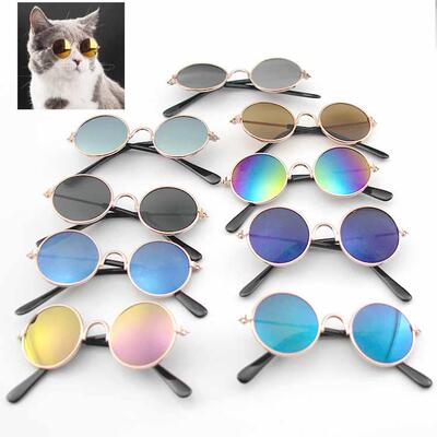 Pet Products Lovely Vintage Round Cat Sunglasses Reflection
