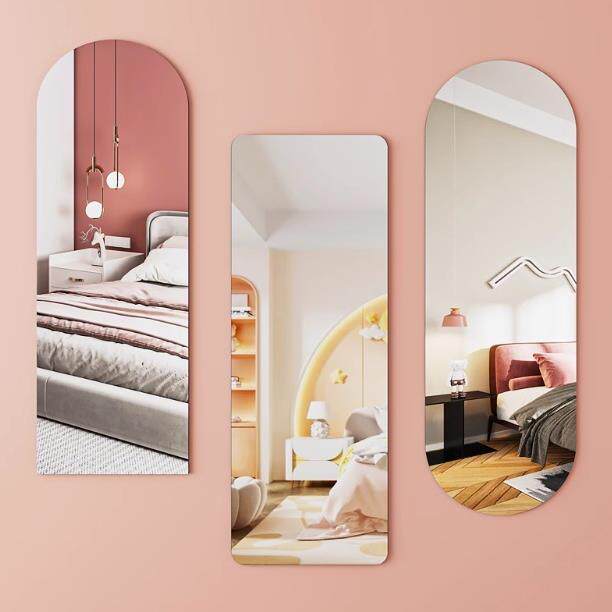 新款直销亚克力卡通软镜子免打孔贴墙自粘儿童房装饰浴室镜贴片卫