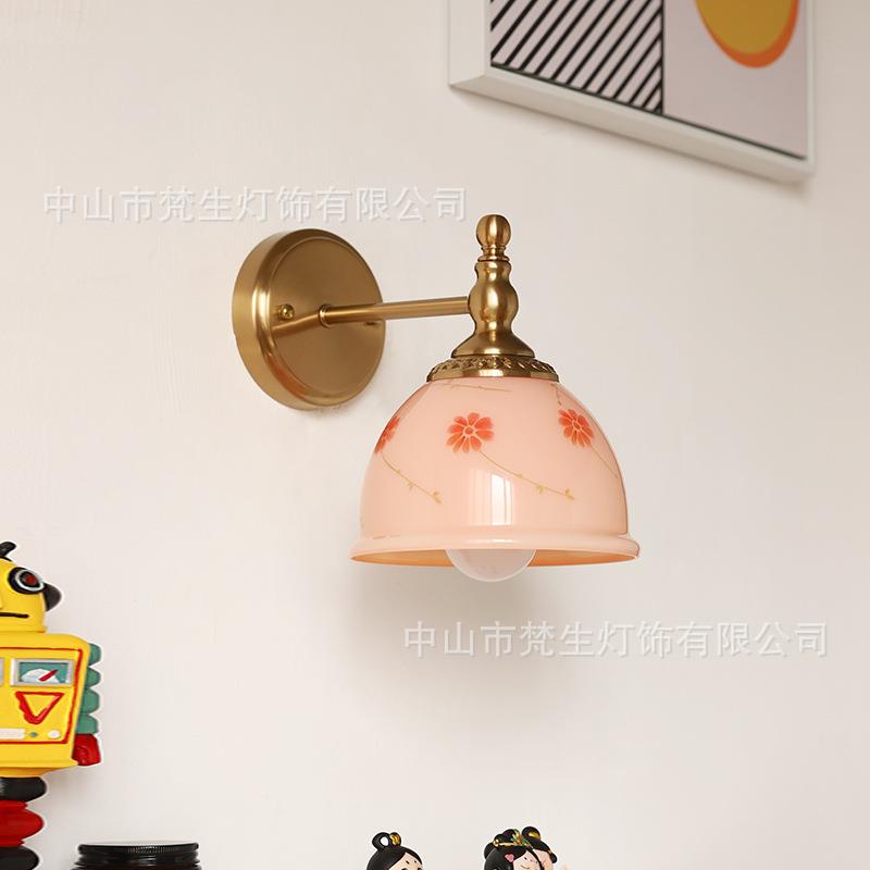 法式少女心床头壁灯奶油粉花朵客厅卧室温馨浪漫复古灯具