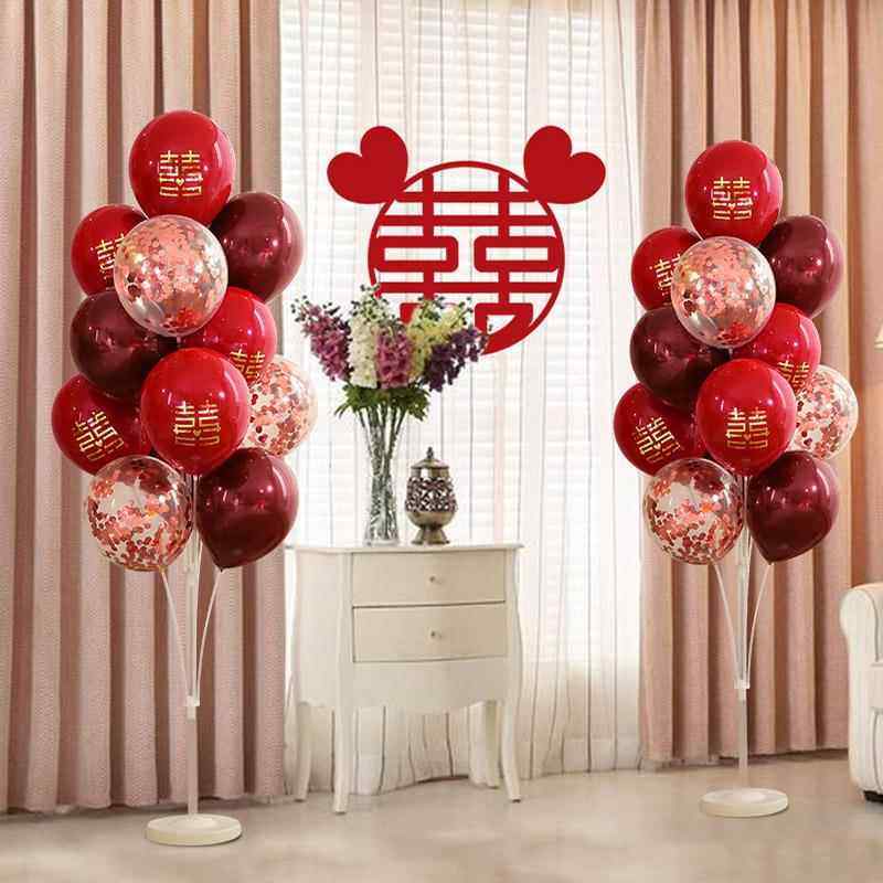 结婚布置气球地飘立柱婚礼场景现场婚庆用品大全新房婚房装饰套装