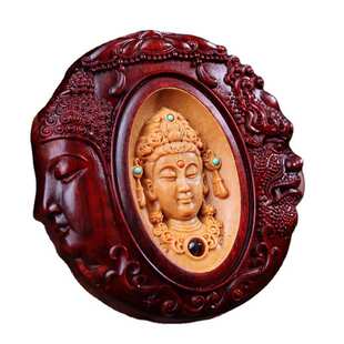 木雕紫檀文玩汽车挂件一念之间手把佛小叶吊工艺品非洲件魔木质坠