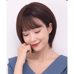 高档尚假发真发全真女人发全时整头套顶中老年士妈妈款波波头减龄