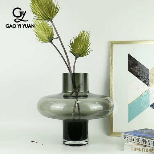 厂家批发墨绿色几何花瓶客厅摆件餐桌电视柜干花插装水培样板饰品