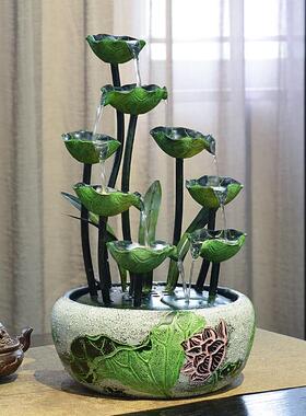 轻奢荷花风车流水喷泉摆件客厅茶室办公室循环水景观室内装饰礼物