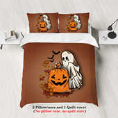 圣诞厂家直销三件套床上用品印花被套幽灵磨毛骷髅头枕套90南瓜布