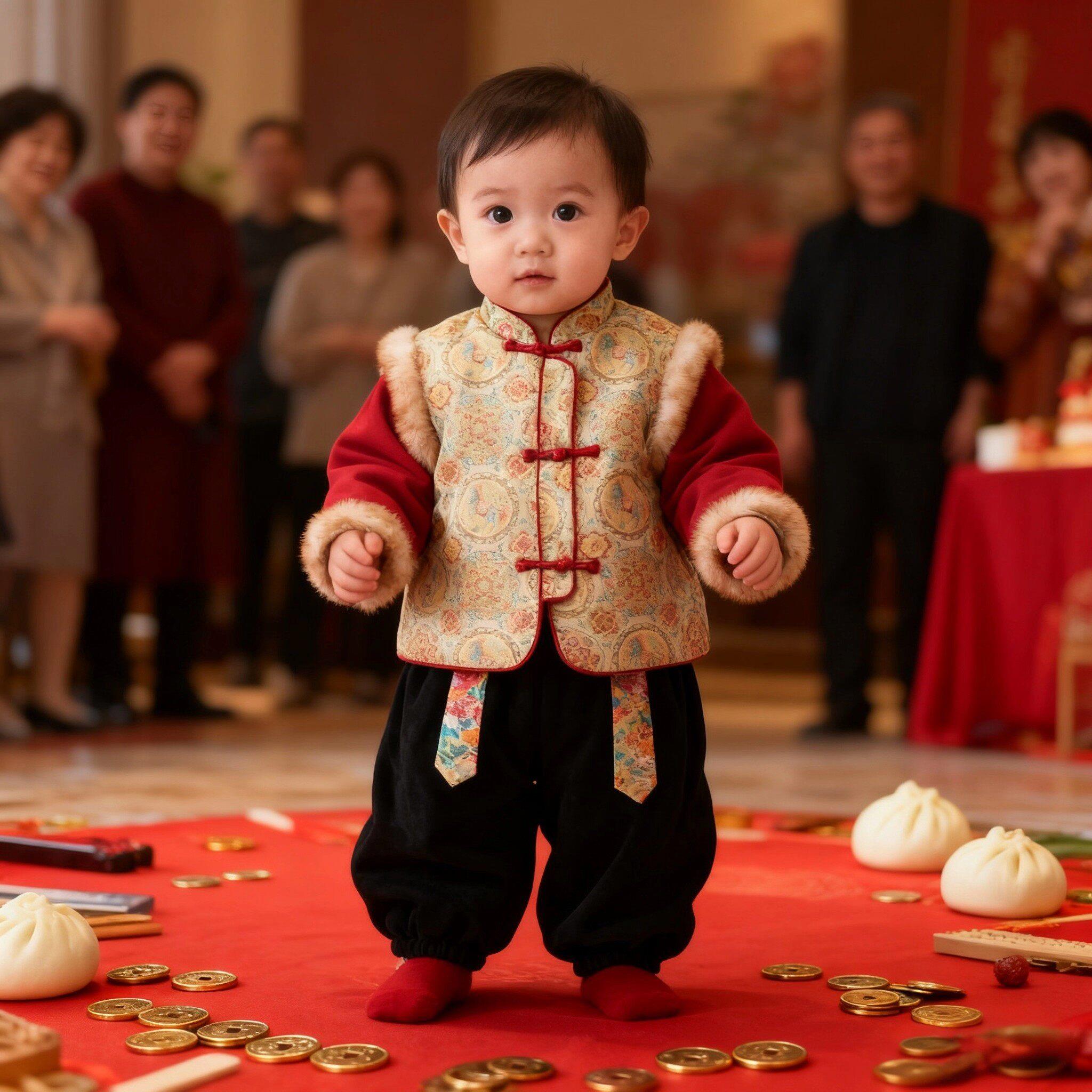 周岁男宝礼服冬装新中式唐装小少爷婴儿生日抓周宴衣服男童拜年服