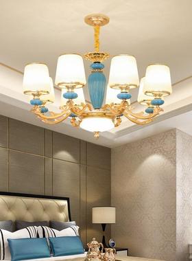 欧式10067陶瓷吊灯锌合现厅代家用复式酒楼别餐墅客厅卧金室水晶