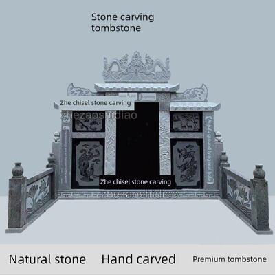 石雕墓碑定制户外墓地双墓碑组合墓地大理石花岗岩亭丧葬石