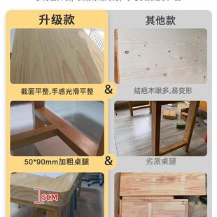 全实木简大书桌条桌现代约工F5M797SJ作台客双人阅读桌家厅用实木