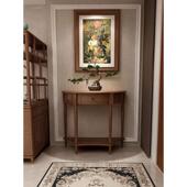 实木半圆玄关桌靠墙轻奢玄关台边桌窄现代进门客厅装 饰墙边柜供桌