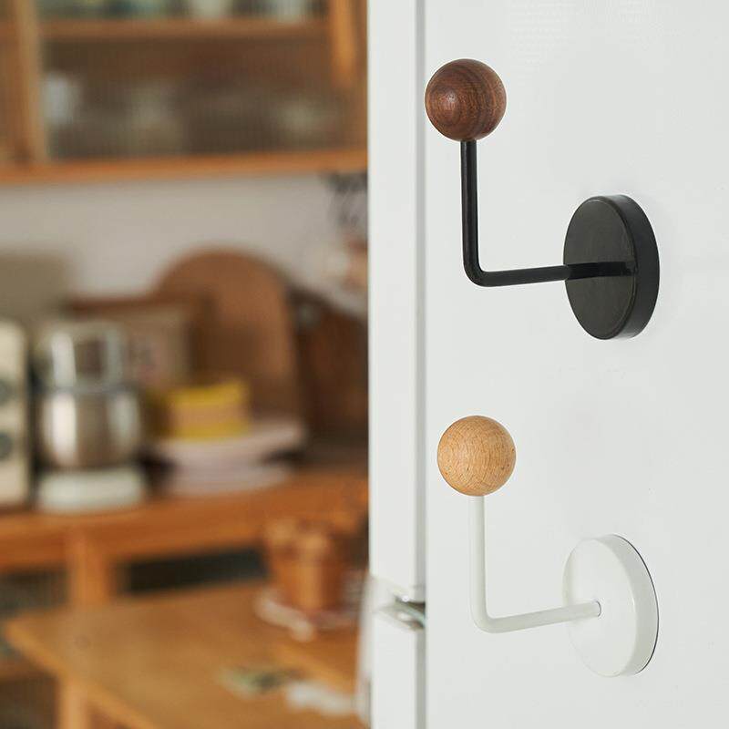 实木铁艺创意磁吸挂钩磁铁磁性冰箱贴玄关门柜吸铁石挂钩免打孔