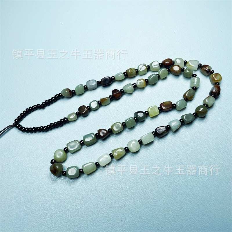 新疆和田玉原石把件挂绳籽料随型手玩件挂链男女款珠宝玉器编织绳