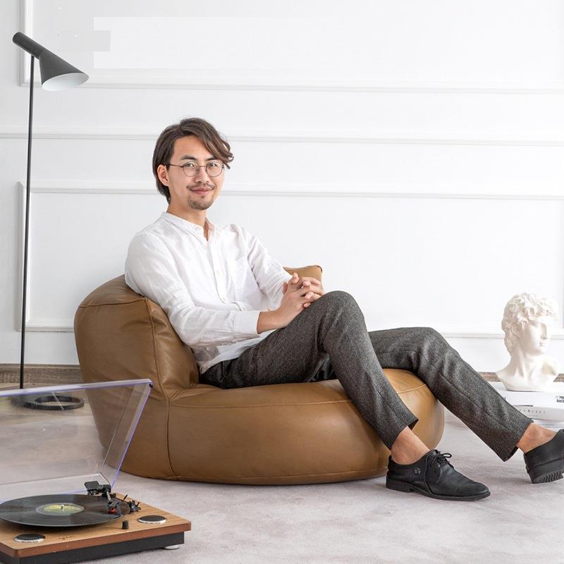 懒人沙发单人皮革圆盘沙发卧室客厅小户型休闲椅沙发PUleather
