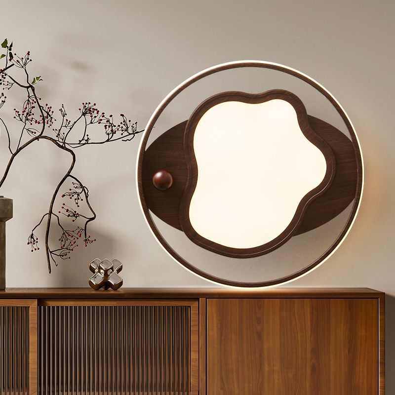 卧室中古儿童胡桃木色侘灯实木云朵护眼寂房间创意复古风吸顶灯灯