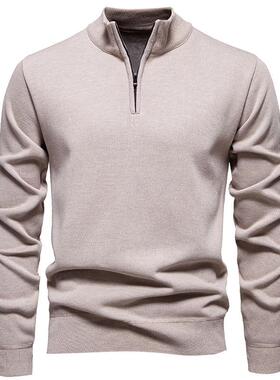 Thick sweater men's stand up collar half zipper men's