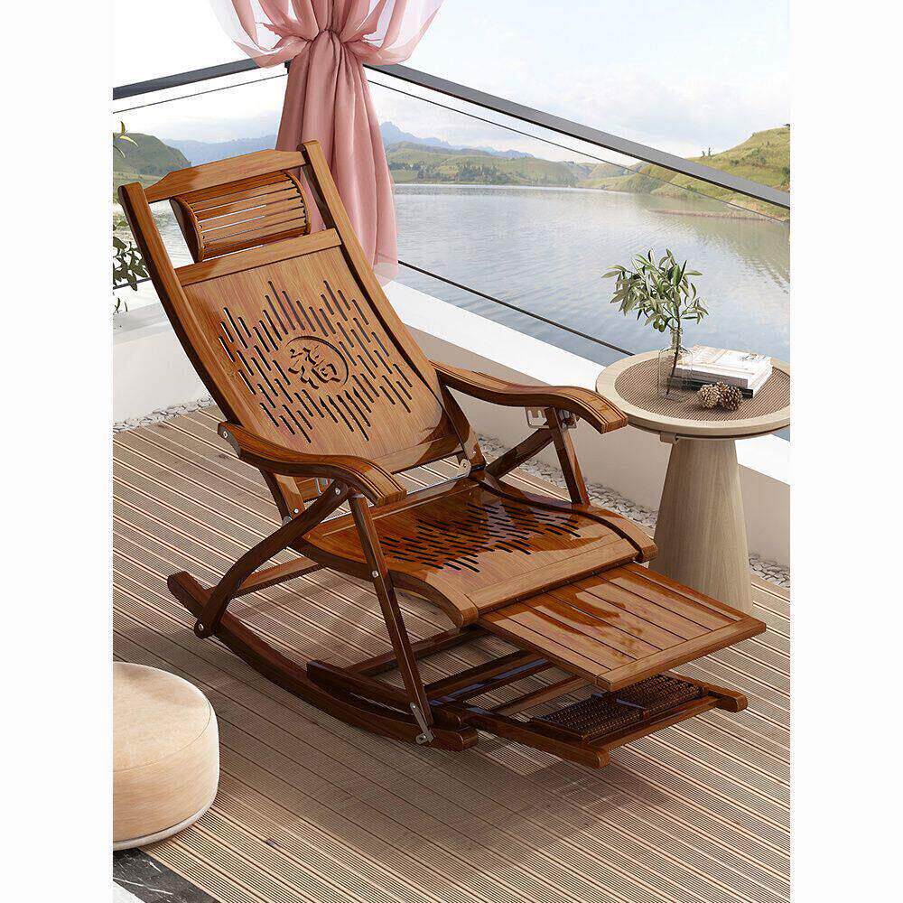摇摇躺椅折叠大人竹家用舒适午休凉椅懒人老人阳台休闲夏天躺椅