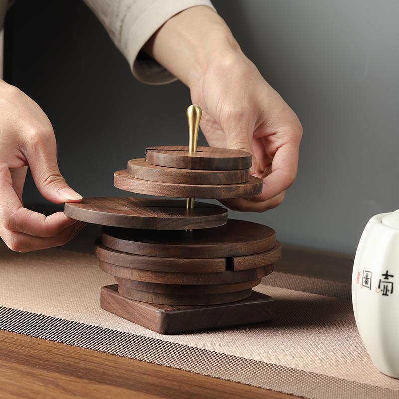 A5L黑胡桃木质隔热垫餐桌垫家用菜盘杯垫碗垫砂锅防烫垫桌面实木