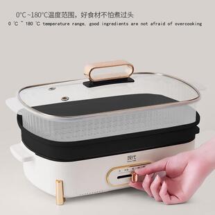 现代料理锅多功能电火锅家用5L电涮锅电炒锅大容量电蒸锅外贸