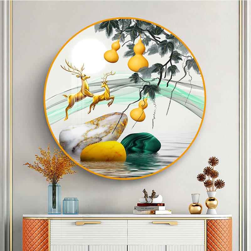 北欧圆形装饰画现代简约客厅餐厅玄关走廊过道背景墙壁画轻奢挂画