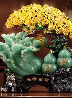 葫芦玉白菜摆件发财树店铺公司乔迁开业礼品柜台桌面装饰品无